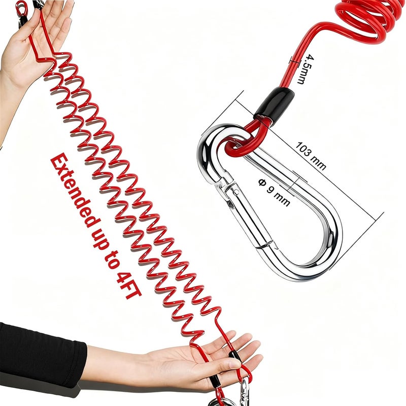 LevChall 4FT Breakaway Trailers Cable, Heavy Duty Stainless Steel Spring Coiled Wire Emergency Brake Safety Lanyard with Pin, Breakaway System Switch for RV Camper Trailer Towing Accessories - Image 2